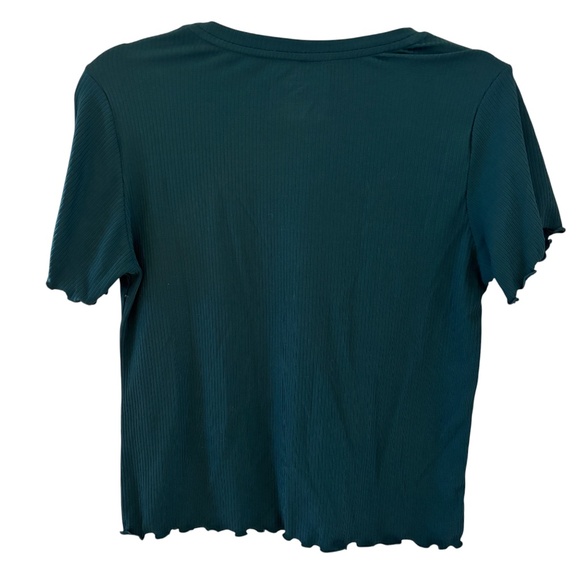 Juicy Couture Sleepwear Ribbed Tee Green Rhinestone Short Sleeve Size Medium - Picture 6 of 8